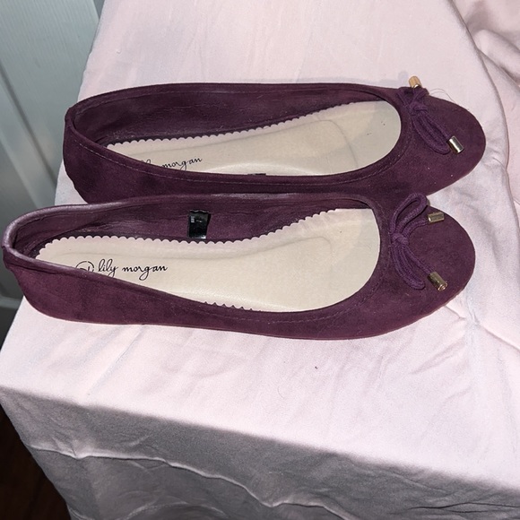 Lily Morgan plum suede ballet flats - Picture 3 of 4